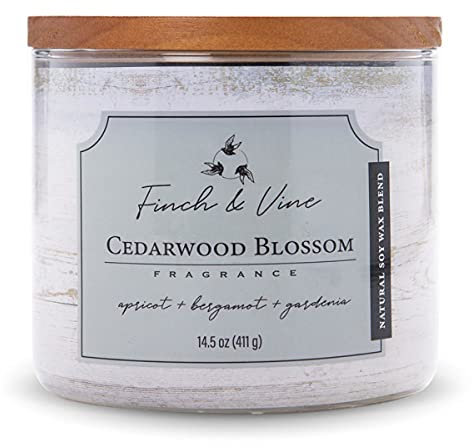 Colonial Candle 3-Docht Duftkerze im Glas mit Deckel - Cedarwood Blossom (411g) - Beruhigende Duftmischung für dein Zuhause - Duftkerze mit bis zu 60h Brenndauer - Sojawachsmischung