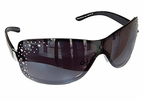 Sonnenbrille Damenbrille mit Strasssteinen Brille Monoglas Sportlicher Style Damen M 33 (Schwarz Silber)