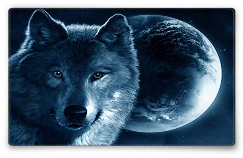 Silent Monsters Mauspad 240 x 200 mm Stoff Mousepad Wolf - Vernähter Rand, rutschfest & leise, für Gaming Büro Office Homeoffice - 24 x 20 cm Mouse Pad Mat - Mausunterlage klein f alle Maus Arten