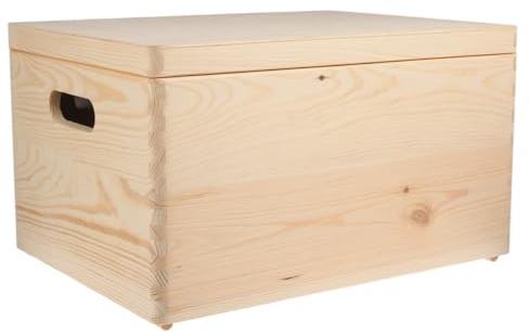 Stapelkiste mit Deckel 40 x 30 x 23 cm mit Griffen | Allzweckkiste, Holzkiste, Regal Aufbewahrung, Obst