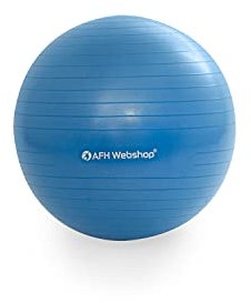 AFH-Webshop Gymnastikball | Fitnessball | Sitzball | Yogaball | Sportball | Bürostuhl | Stuhl | in trendigen Blautönen | mit Pumpe (Ø 55 cm | blau)