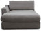 CAVADORE Sofa-Modul Fiona Longchair mit Armteil links / XXL-Recamiere passend zur Couchgarnitur Fiona / 139 x 90 x 199 / Webstoff silbergrau