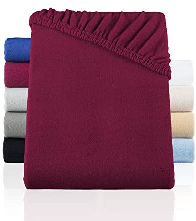 BaSaTex Winter Thermo Fleece Spannbettlaken - wärmendes plüsch Spannbetttuch Teddy Flausch - Flauschiges Bettlaken | Größe: 140x200-160x200 cm | Farbe: Bordeaux Rot