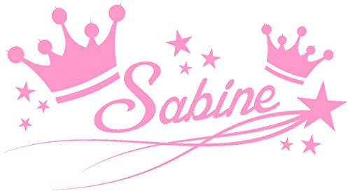 Samunshi® Türaufkleber Kronen mit Name Wandtattoo 40x21cm hellrosa
