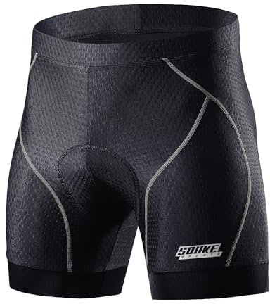 Souke Sports Herren Radunterhose Herren Radfahren Unterwäsche 4D Gepolstert Atmungsaktiv Fahrrad Unterwäsche Short mit Rutschhemmendem Beingreifer
