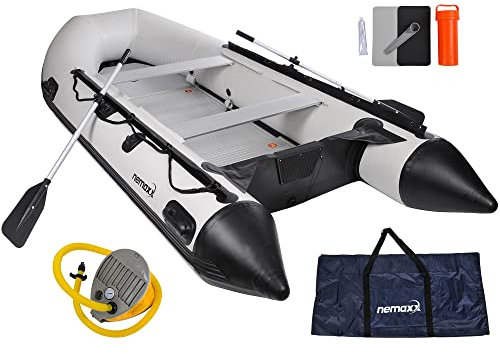 NEMAXX® Professional Schlauchboot [INKL. 2 PADDEL, Tasche + LUFTPUMPE] – Aufblasbares Paddelboot – Gummiboot Angelboot Luftboot – Angel Boot Inflatable Boat – Schlauchboot 5 Personen (Länge: 330cm)