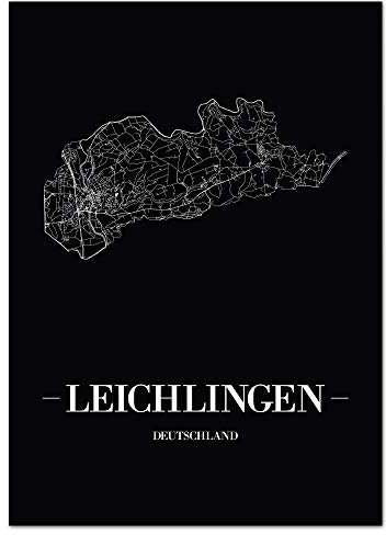 JUNIWORDS Stadtposter - Wähle Deine Stadt - Leichlingen - 60 x 90 cm Poster - Schrift A - Schwarz