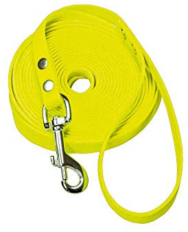 Schecker Biothane Schleppleine 5m / 9 mm gelb Hundeleine Übungssleine mit Handschlaufe