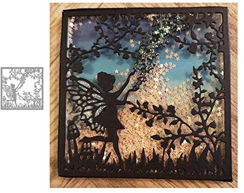 Stanzschablone Fee im Wald Stanzbögen Stanzmaschine Stanzformen für Scrapbooking Kartenbasteln Silber