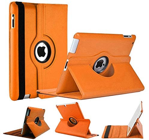 World Biz Case for iPad 9.7 2018/2017 / iPad Air 2 / iPad Air (9.7'') - 360 Degree Rotating Multi-Angle Viewing Stand, Shockproof PU Leather Book Style Flip Auto Sleep/Wake (Orange)