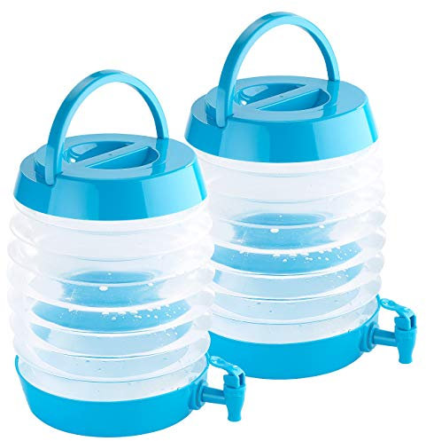 PEARL Wasserspender Camping: 2er Pack Faltbares Fässchen, Auslaufhahn, Ständer, 7,5 Liter (Wasserspender Camping mit Hahn, Outdoor-Falt-Wasserbehälter, Trinkflasche)