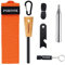 PSKOOK Feuerstarter Kit Bushcraft Fire Steel Magnesium Ferrocerium Rod Feuerstahl - Beinhaltet Flint Striker Multi Tool & Holzgriff, Feuer Bellow(Taschenbalg), Doppelrohrpfeife Camping Survival Kit