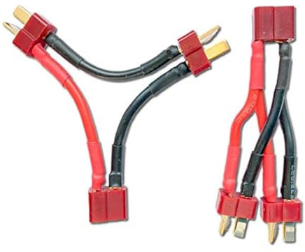 VUNIVERSUM 2X Premium Ladekabel Y-Kabel Adapter T-Dean 2 Stecker und 1 Buchse Lipo Akku Serie + Reihenschaltung Reihe Serie 14AWG Kabel