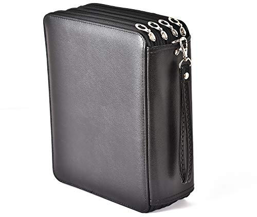 Multifunction Zipper Soft Leather Pencil Case with Multi-Layer Zipper Separation High Capacity Holder Pouch Pen Bag Colored Pencil Pen Box 184 Slots by Becho