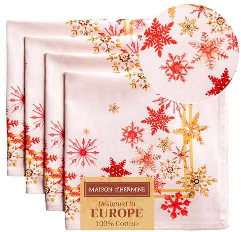 Maison d' Hermine Crystal Star Servietten, 100% Baumwolle, weich, für Familienessen, Hochzeiten, Cocktails, Urlaub, Thanksgiving/Weihnachten, 45 cm x 45 cm, 4 Stück