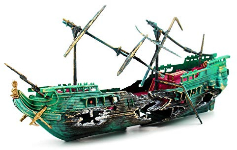 Dvirroi Shipwreck Action Aquarium Ornament, Sunken Galleon Ship Wreck Aquarium Decorations, Action Shipwreck Decoration for Fish Tank Accessories