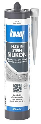 Knauf Naturstein-Silicon – Hochleistungs, Stein-Silikon zum Abdichten, ideal geeignet für das Verfugen von Marmor und Granit, 300-ml, Weiß