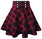 TONCHENGSD Damen Minirock Gothic Punk Plaid Plissee Hohe Taille Kurz A-Linie Flare, Rotes Karomuster, X-Groß