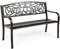 GOPLUS Gartenbank wetterfest, 2-3 Sitzer Parkbank, aus Gusseisen, Sitzbank Outdoor mit Rückenlehne & Armlehne, Metallbank bis zu 320 kg belastbar, Antik Bank Garten Park Terrasse (Bronze)