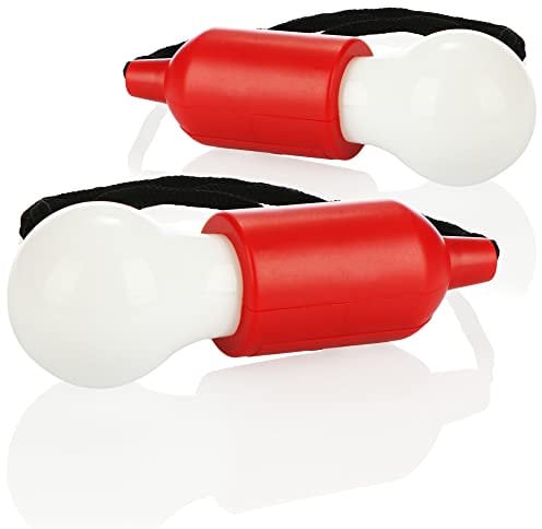 COM-FOUR® 2x Lampada LED a sospensione con interruttore da tirare, lampada a sospensione senza fili, lampadina a batteria per campeggio (02 pezzi - cordoncino - rosso)