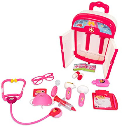 AFH Webshop Doktor Lernset | Trolley | Arztkoffer | Kinderarzt Spielset | Reisespielzeug