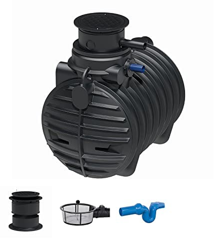 GreenLife Zisterne Erdtank 3400 Liter Standard inkl. Ausgleichsdom, Zisternendeckel, Regenwasserfilter und Überlaufsiphon - Regenwasserbehälter BZW. Regenwassertank unterirdisch für Regenwasser