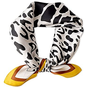 LumiSyne Seidenschal Damen Quadratischer Schal Liebe Leopard Muster Leicht Weich Vierecktuch Bandana Kopfschmuck Halstuch Haarband