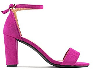 MODELISA - Sandalia Tacón Ancho Abierto Con Talón Hebilla Pulsera Al Tobillo Mujer (Morado, numeric_38)
