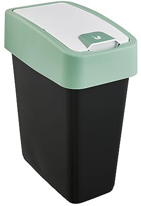 keeeper Cubo de basura Premium con tapa abatible, Tacto suave, 10 L, Magne, Verde Nordic