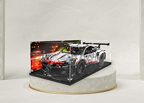 Acrylvitrine für Lego Porsche 911 RSR 42096, 3 mm dick, staubfrei und kristallklar, mit Schraube (Lego-Set ist nicht im Lieferumfang enthalten) (mit Hintergrund)