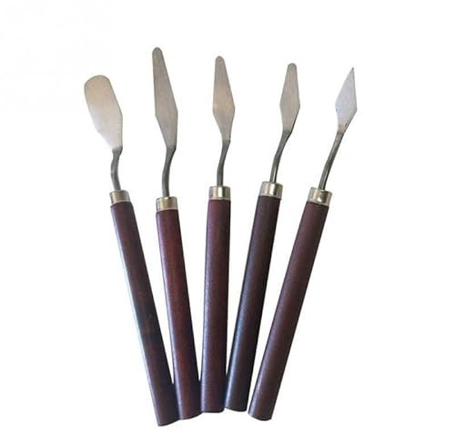 CADENABEAR spatola 5pcs / Set Professionale Kit spatola in Acciaio Inox tavolozza per Pittura ad Olio Belle Arti Utensili Pittura Set Flessibile Strumenti di Pittura (Color : Maroon, Size : One Size)