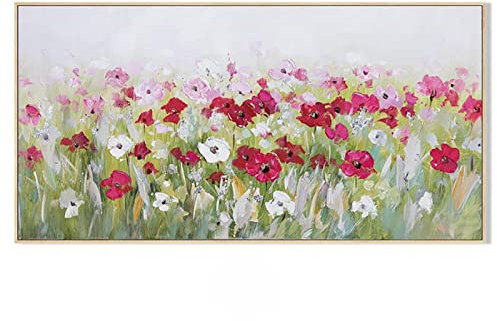 HOLEILUCK Blumen Ölgemälde auf Leinwand Große Wandkunst Gemälde für Wohnkultur Blumen mit Goldrahmen Leinwandkunst 60x90cm/24x36in Goldrahmen