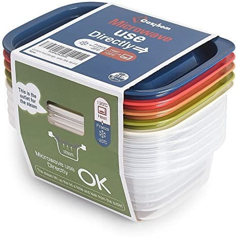 Cozihom Boîte de rangement pour aliments, boîte de rangement pour préparation de repas, réutilisable, empilable avec évent à vapeur, passe au micro-ondes et au lave-vaisselle, 400 ml, lot de 5