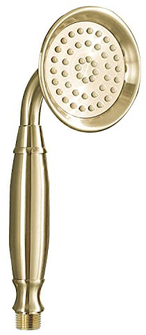 Victorian Brass Shower Head Brass Hand Held Shower Rainfall Telephone Shape Design Rain Showerhead Bath Sprayer, Brushed Gold - GETSHOWERSET