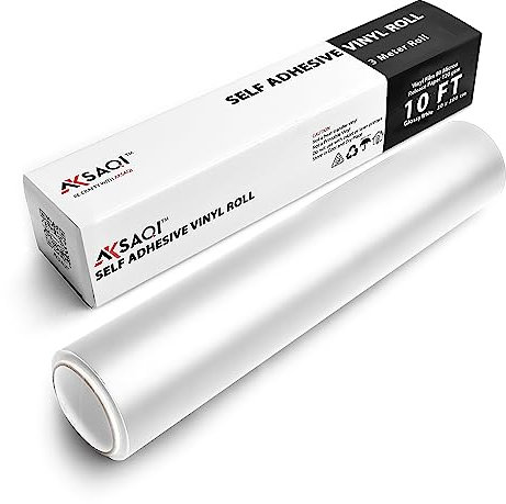 Aksaqi White Vinyl- Matte Roll, 30x300 cm /12 inches x10 ft- White Self Adhesive Vinyl Compatible with All Cutting Machines - Easy to Cut, Weed & Transfer - Ideal for Home Decor, Walls & DIY Projects…
