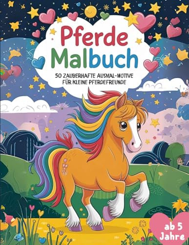 Pferde Malbuch: 50 zauberhafte Ausmal-Motive für kleine Pferdefreunde ab 5 Jahren (Beschäftigungsbücher für Kinder)