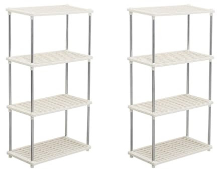 Youyijia 2PCS 4 Tier Plastic Shelving Units 80.5x41x22cm Storage Shelf Modern Standing Storage Rack for Kitchen Living Room Bathroom