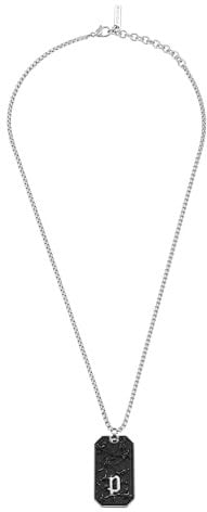 Police Men's Wire Black & Gold Plated Stainless Steel Necklace with Tag Pendant and Lobster Clasp 50cm