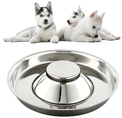 Large Slow Feeding Dog Bowl Slow Eating Dog Bowl Non Skid Slow Feeder Bowl Dog Bowls to Slow Down Eating (Stainless Steel Dog Bowl-26cm)