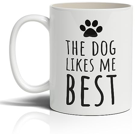 Punk Cards - Funny Coffee Mugs, Dog Lovers, ‘The Dog Likes Me Best’, Birthday Gift, Ceramic Mug