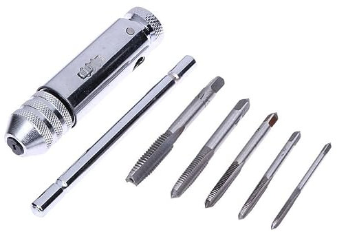 Porte-taraud à cliquet à poignée en T, jeu de clés à taraud, outils avec 5 outils de filetage M1-M5