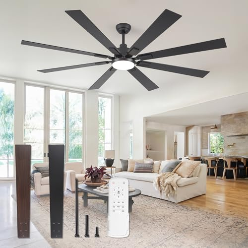 ZMISHIBO - Grandi ventilatori da soffitto da 72 pollici con luci e telecomando, ventilatore da soffitto moderno per interni ed esterni, per cucina, soggiorno, patio, motore CC silenzioso