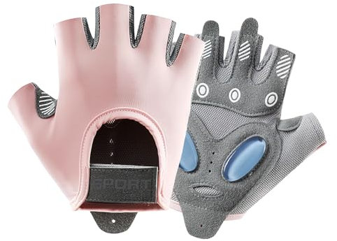 Guanti da fitness da donna, traspiranti, senza dita e antiscivolo, in silicone, per allenamento con la forza, da donna, per sollevamento pesi, per fitness, da donna (rosa)