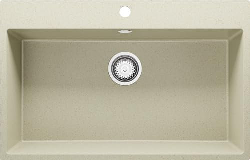 Fregadero Cocina Beige 78x50cm, Fregadero Granito 1 Seno + Sifón, Fregadero sobre encimera al mueble 80cm - Riga de Primagran