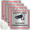 4 Stück Videoüberwachung Schild 15x15cm Aluminium Schild Videoüberwachung Privatgrundstück mit Selbstklebend Aufkleber und 4 Bohrlöcher Achtung 24 Stunden Kameraüberwachung Kamera überwachung Schild