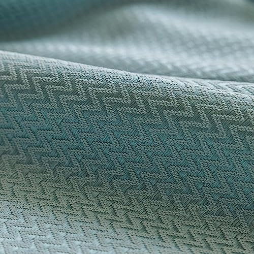 Epinki Vorhang Blickdicht Muster Häkchen 140x215cm(BxH), Welle Muster Himmelblau Vorhänge Jungs Kinderzimmer aus Polyester für alle Fenster und Jahreszeiten