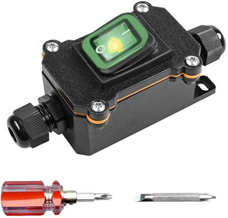 Interruptor en línea impermeable IP65 con luz indicadora roja, 12V 20 A, DPST de 4 pines, control de encendido/apagado de doble posición