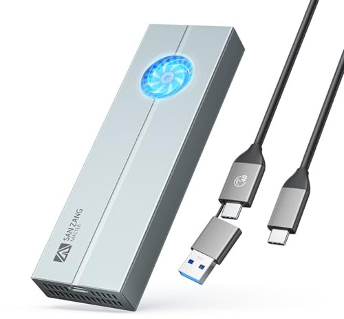 SAN ZANG MASTER 40 Gbps M2 SSD Gehäuse, USB 4 NVMe SSD Gehäuse für Thunderbolt 4/3 (Gray)