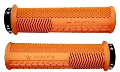 Peaty's Monarch Grips Fahrradgriffe - Knurl Fahrrad Lenkergriffe, Fahrradgriffe Ergonomisch für Komfort, Fahrrad und MTB Griffe, Fahrradlenker Griffe für Mountainbike - Dick 32-34 mm, Orange
