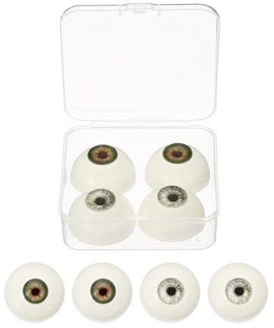 PATIKIL 32 mm Realistic Eyes Big Eyeballs, 2 Pair Acrylic Scary Half Round Fake Eyes Props for Halloween Party Horror Mask DIY Craft Decoration, Silver Red Green